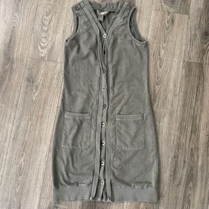 The Territory Ahead Sleeveless Button Front Cotton Dress Olive Green Small
